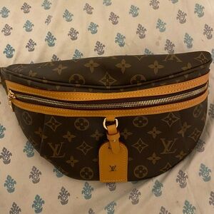 Louis Vuitton Brown Monogram Belt Bag with Gold Accents
